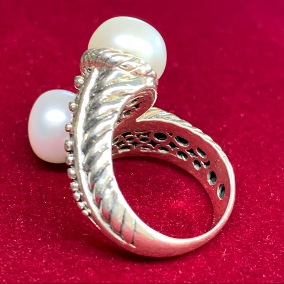 Beautiful Sterling Silver Cultured Freshwater Button Pearl Ring Size 5 - Picture 6 of 14